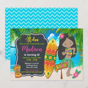 Aloha Hawaiianische Luau-Tropen-Girl-Geburtstagsfe Einladung