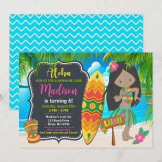 Aloha Hawaiianische Luau-Tropen-Girl-Geburtstagsfe Einladung