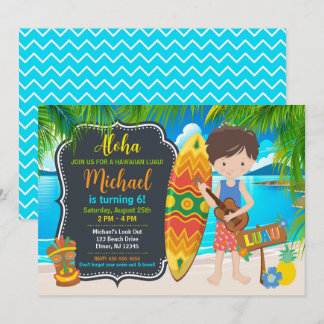 Aloha Hawaiianische Luau-Tropische Geburtstagsfeie Einladung