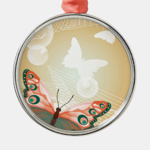 Aloha Hawaiianischer Schmetterling Hochzeit Liebe Silbernes Ornament