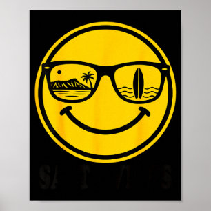 Aloha hawaiianisches Surflächeln Gesicht Waikiki H Poster