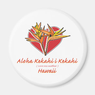 Aloha Hawaiil Bird of Paradise Herz Magnet