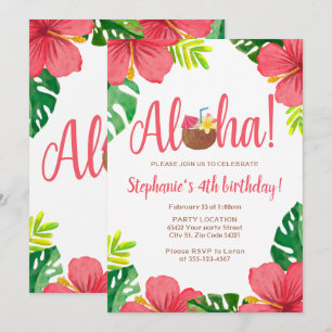 Aloha, hawaiisches Geburtstags-Party Einladung