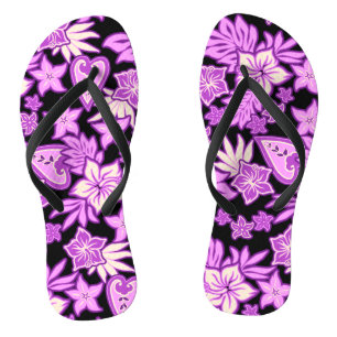 Aloha Heart Hawaiian Hibiskus Tropical Flip Flops