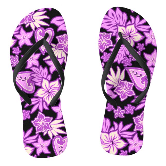 Aloha Heart Hawaiian Hibiskus Tropical Flip Flops (Fußbett)