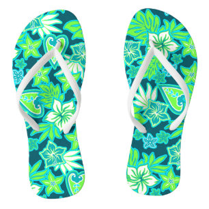 Aloha Heart Hawaiian Hibiskus Tropical Flip Flops