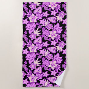 Aloha Heart Hawaiian Hibiskus Tropical- Violet Strandtuch
