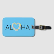 Aloha Heart Plumeria Luggage Tag