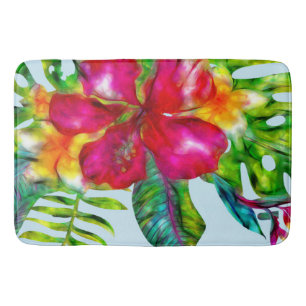 Aloha Helle Elektrische Pop Tropicale Blüten Badematte