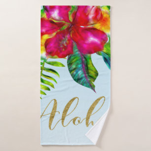 Aloha Helle Elektrische Pop-Tropische Blumenpracht Badhandtuch Set