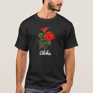 "Aloha" Hibiskus Antike Botanische Illustration T-Shirt