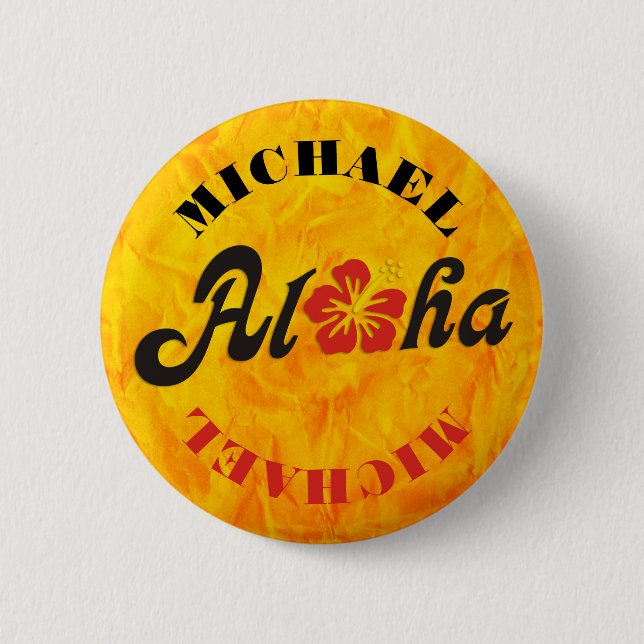 Aloha Hibiskus - flaches Hawaii Design + Ihre Idee Button (Vorderseite)