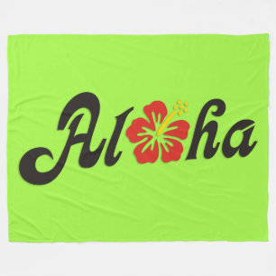 Aloha Hibiskus - flaches Hawaii Design + Ihre Idee Fleecedecke