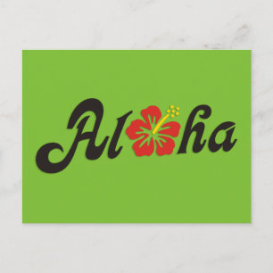 Aloha Hibiskus - flaches Hawaii Design + Ihre Idee Postkarte