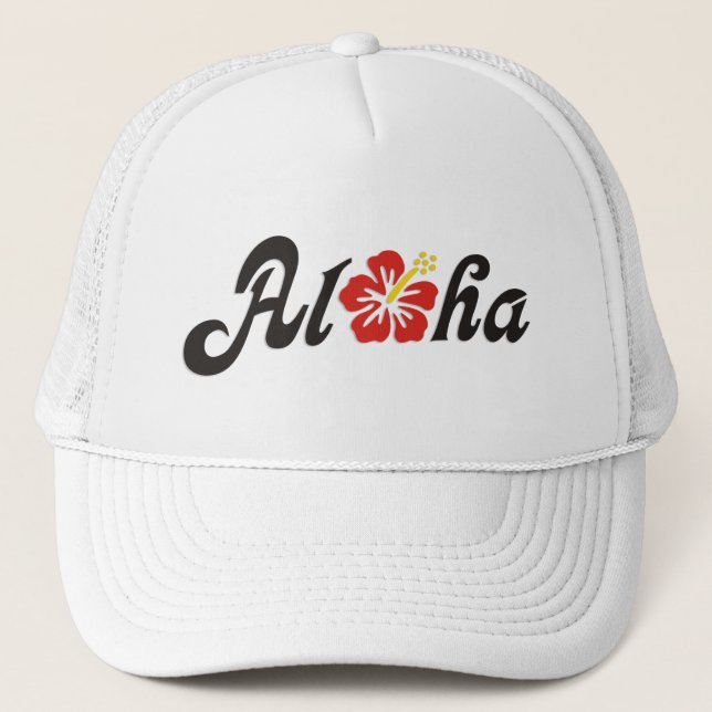 Aloha Hibiskus - flaches Hawaii Design + Ihre Idee Truckerkappe (Vorderseite)