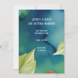 Aloha Hibiskus Tropical Watercolor Floral Wedding Save The Date