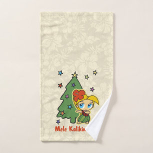 Aloha Honeys Christmas Blond Hula Girl Hibiskus Handtuch