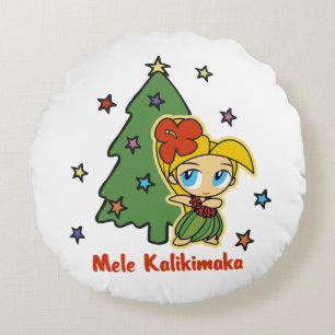 Aloha Honeys Christmas Blond Hula Girl White Rundes Kissen