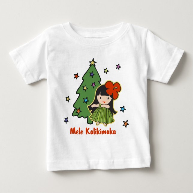Aloha Honeys Christmas Hawaiian Hula Girl Baby T-shirt (Vorderseite)