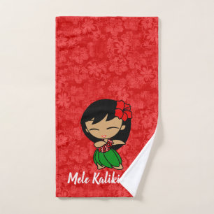 Aloha Honeys Christmas Hawaiian Hula Girl Hibiskus Handtuch