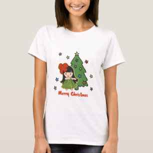 Aloha Honeys Christmas Hawaiian Hula Girl T-Shirt
