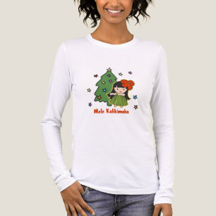 Aloha Honeys Christmas Hawaiian Hula Girl Tri-Blend Shirt