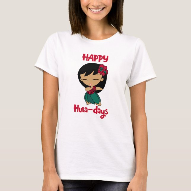 Aloha Honeys Christmas Holiday Hula Girl T-Shirt (Vorderseite)