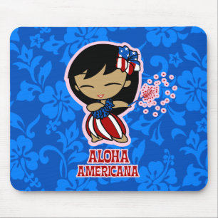 Aloha Honeys Firecracker Hula Girl Mousepads