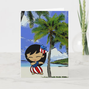 Aloha Honeys Hawaiian Beach Patriotic Cards Karte