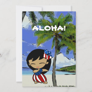 Aloha Honeys Hawaiian Beach Patriotische Einladung