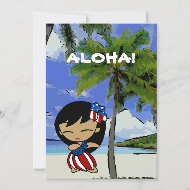Aloha Honeys Hawaiian Beach Patriotische Einladung (Vorderseite)