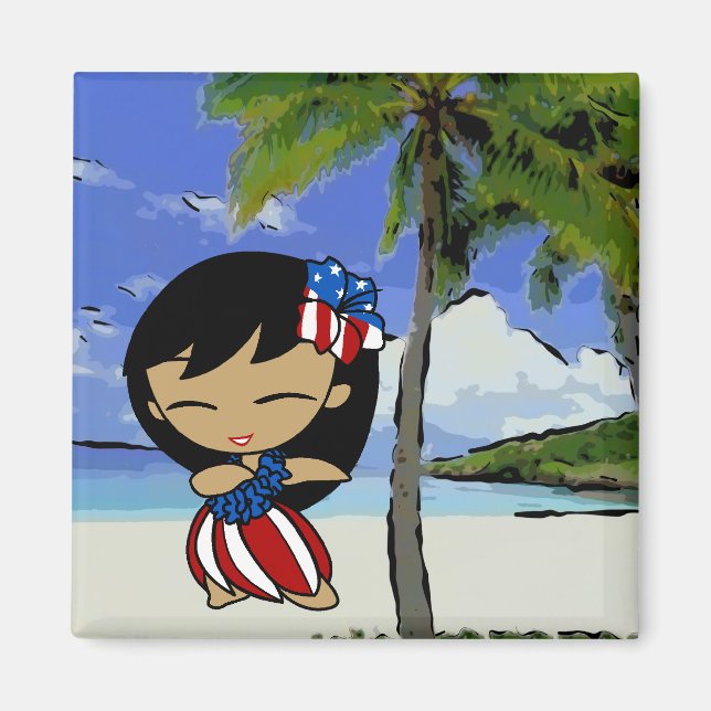 Aloha Honeys Hawaiian Beach Patriotische Magnete (Vorne)