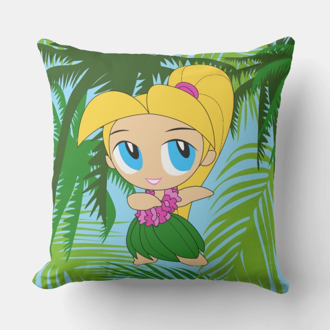Aloha Honeys Hawaiian Blond Hula Girl Reversible Kissen (Vorderseite)
