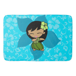 Aloha Honeys Hawaiian Hibiskus Vintag Hula Girl Badematte