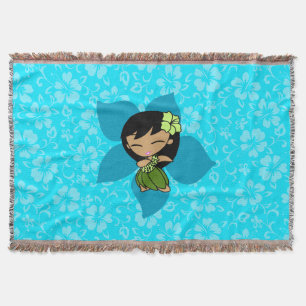 Aloha Honeys Hawaiian Hibiskus Vintag Hula Girl Decke