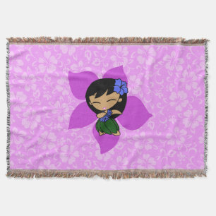 Aloha Honeys Hawaiian Hibiskus Vintag Hula Girl Decke