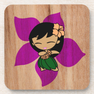 Aloha Honeys Hawaiian Hibiskus Vintag Hula Girl Getränkeuntersetzer