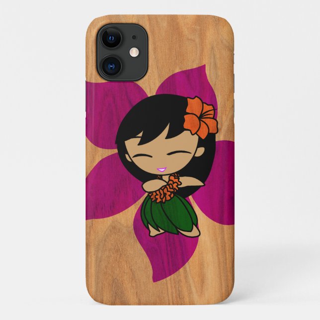 Aloha Honeys Hawaiian Hula Girl Imitats Wood Viole Case-Mate iPhone Hülle (Rückseite)