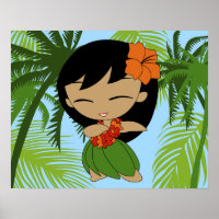 Aloha Honeys Hawaiian Orange Hibiskus Hula Girl