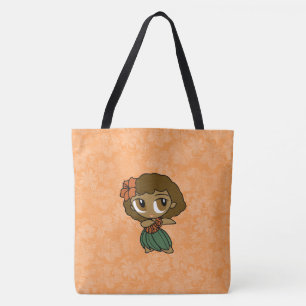 Aloha Honeys Hawaiian Orange Hula Girl Beach Bag