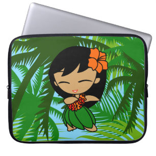 Aloha Honeys Hawaiian Palms Hula Girl Wetsuit Laptopschutzhülle
