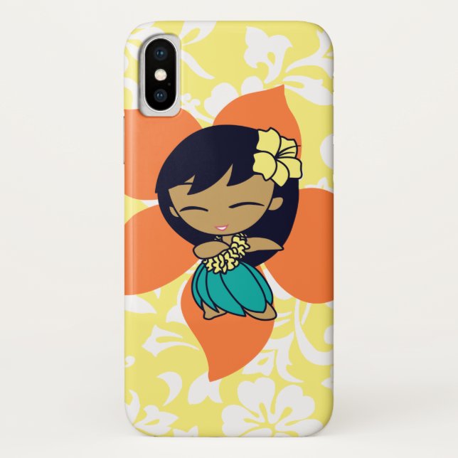Aloha Honeys Hawaiian Yellow Pareau Hula Girl Case-Mate iPhone Hülle (Rückseite)