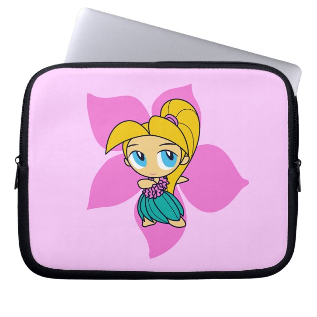 Aloha Honeys Hula Girl Hibiskus Neoprene Laptopschutzhülle (Vorderseite)