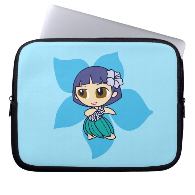 Aloha Honeys Hula Girl Hibiskus Neoprene Laptopschutzhülle (Vorderseite)