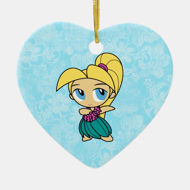 Aloha Honeys Hula Girl Hibiskus Ornamente (Vorne)