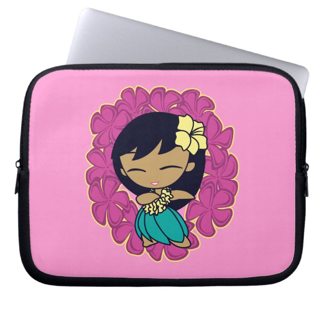 Aloha Honeys Hula Girl Plumeria Neoprene Laptopschutzhülle (Vorderseite)