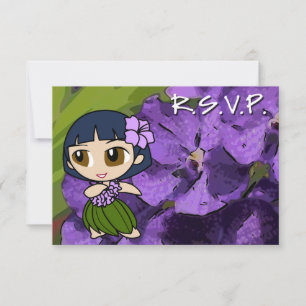 Aloha Honeys Hula Girl RSVP Card