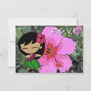 Aloha Honeys Hula Girl RSVP Card