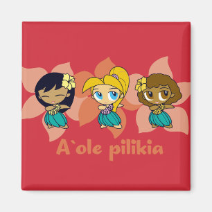"Aloha Honeys" hula girls magnet in rot