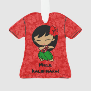 Aloha Honeys Mele Kalikimaka Hawaiian Aloha-Shirt Ornament